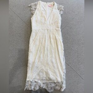 White Lace V-Neck Dress